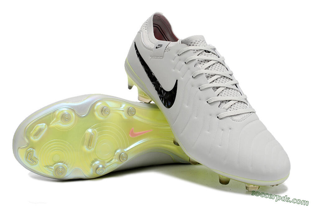 Nike Tiempo Legend 10 Elite FG Low-Tops Football Boots - Grey/Black/Yellow 3