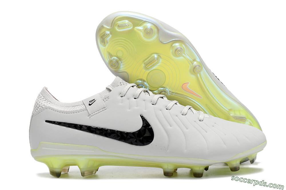 Nike Tiempo Legend 10 Elite FG Low-Tops Football Boots - Grey/Black/Yellow 1