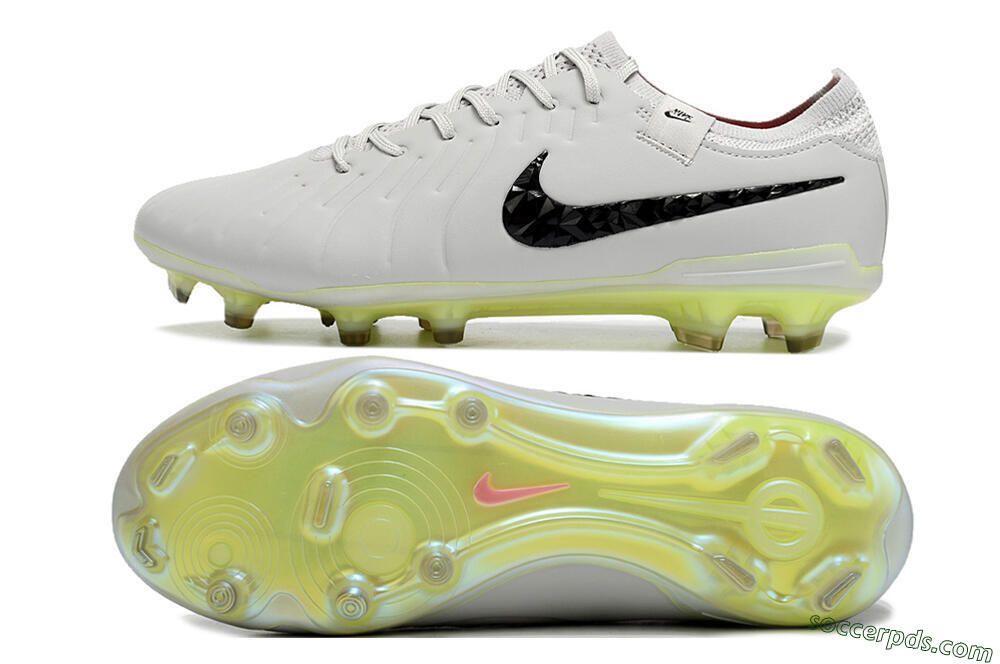 Nike Tiempo Legend 10 Elite FG Low-Tops Football Boots - Grey/Black/Yellow 0