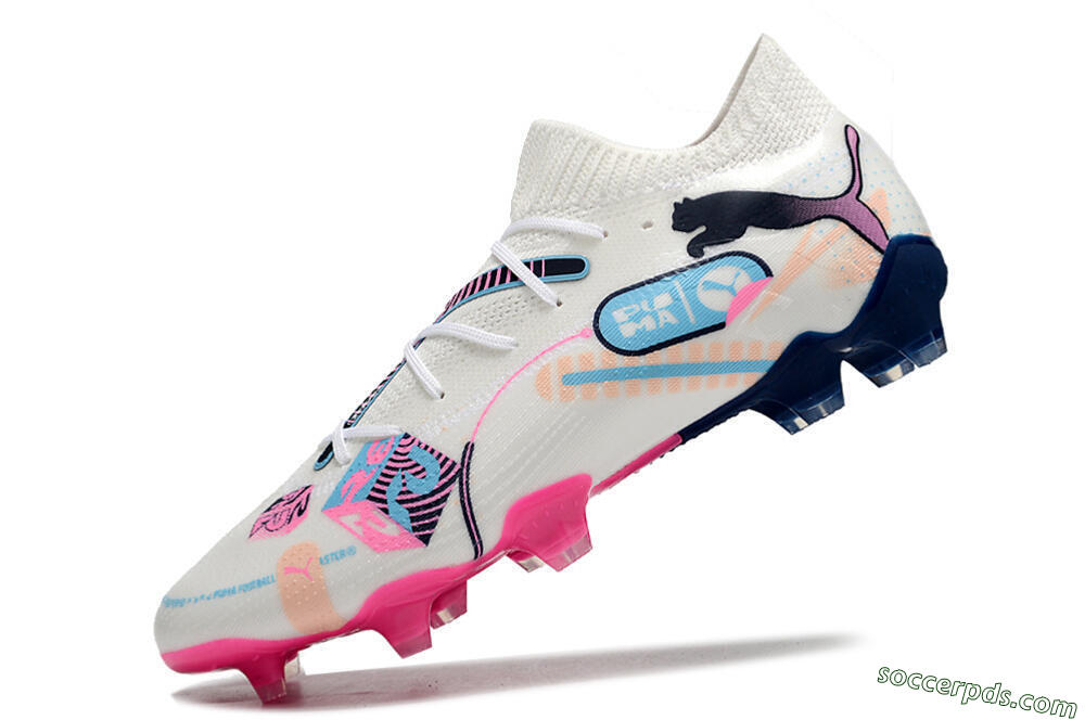Puma Future Ultimate FG Low-Tops Football Boots - White/Blue/Black/Pink 4
