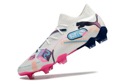 Puma Future Ultimate FG Low-Tops Football Boots - White/Blue/Black/Pink