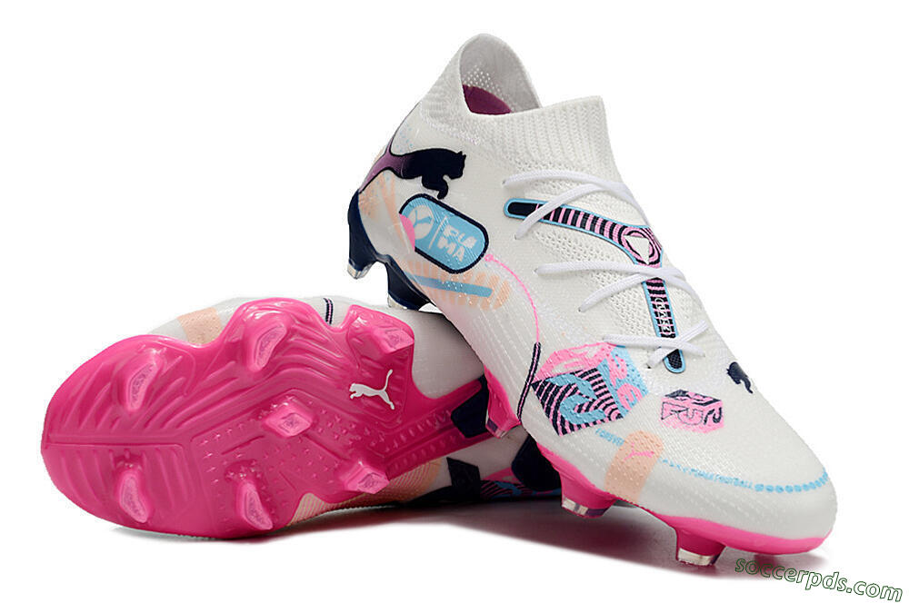Puma Future Ultimate FG Low-Tops Football Boots - White/Blue/Black/Pink 3