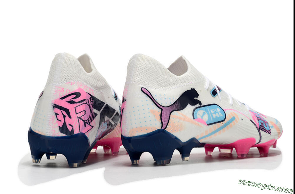 Puma Future Ultimate FG Low-Tops Football Boots - White/Blue/Black/Pink 5