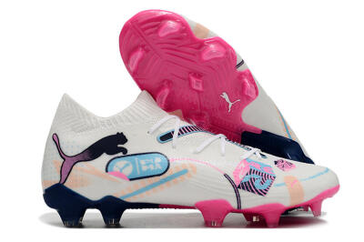 Puma Future Ultimate FG Low-Tops Football Boots - White/Blue/Black/Pink