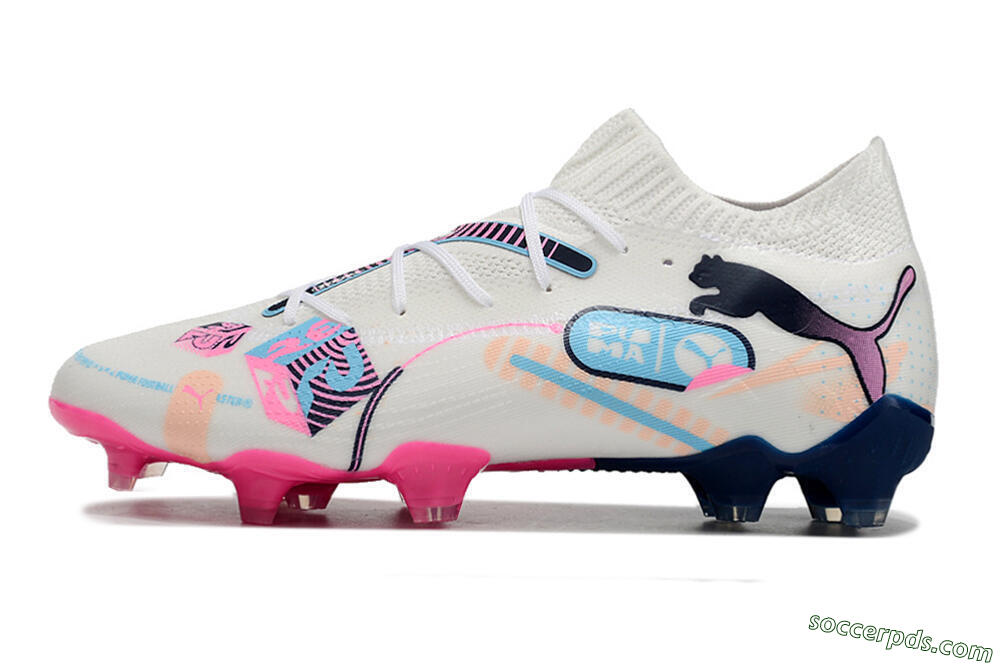 Puma Future Ultimate FG Low-Tops Football Boots - White/Blue/Black/Pink 2