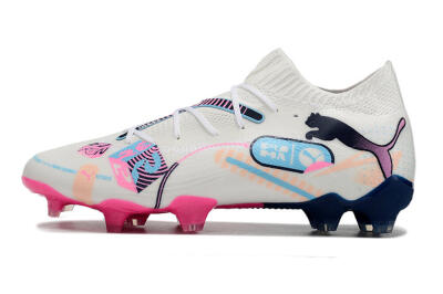 Puma Future Ultimate FG Low-Tops Football Boots - White/Blue/Black/Pink