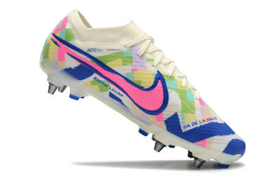 Nike Air Zoom Mercurial Vapor 15 Elite SG Low-Tops Football Boots - White/Blue/Pink