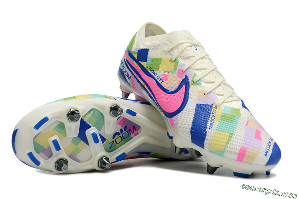 Nike Air Zoom Mercurial Vapor 15 Elite SG Low-Tops Football Boots - White/Blue/Pink 3