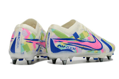 Nike Air Zoom Mercurial Vapor 15 Elite SG Low-Tops Football Boots - White/Blue/Pink