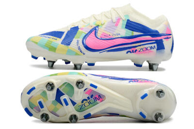 Nike Air Zoom Mercurial Vapor 15 Elite SG Low-Tops Football Boots - White/Blue/Pink