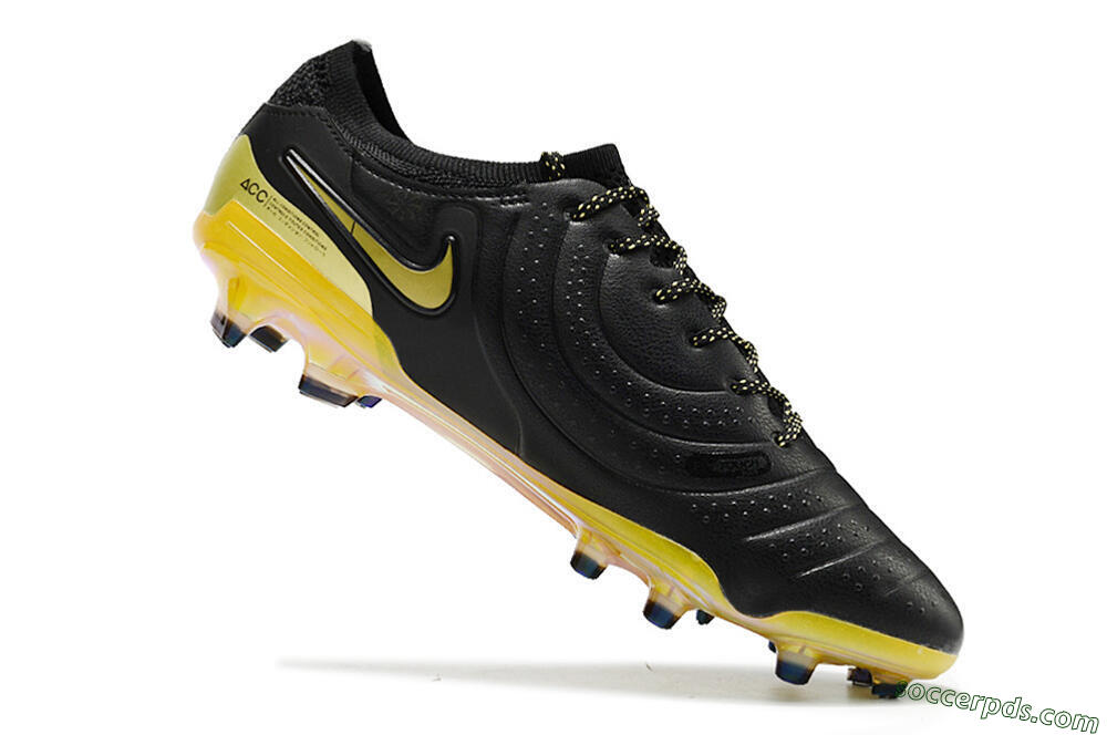Nike Tiempo Legend 10 Elite FG Low-Tops Football Boots - Black/Gold 4
