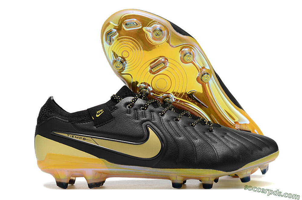 Nike Tiempo Legend 10 Elite FG Low-Tops Football Boots - Black/Gold 1