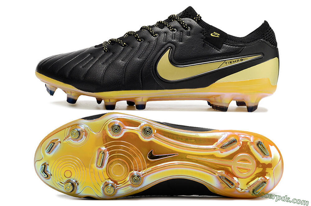 Nike Tiempo Legend 10 Elite FG Low-Tops Football Boots - Black/Gold 0