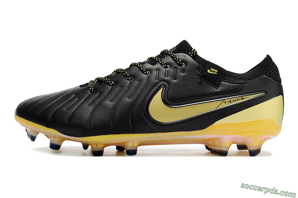 Nike Tiempo Legend 10 Elite FG Low-Tops Football Boots - Black/Gold 2