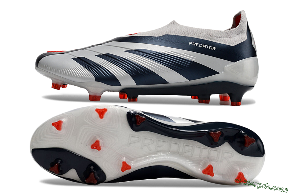 Adidas Predator Accuracy+ Laceless FG Low-Tops Football Boots - Silver/Blue/Red 0