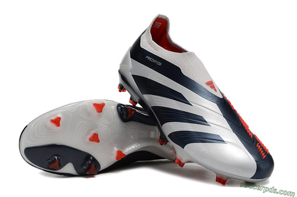 Adidas Predator Accuracy+ Laceless FG Low-Tops Football Boots - Silver/Blue/Red 3
