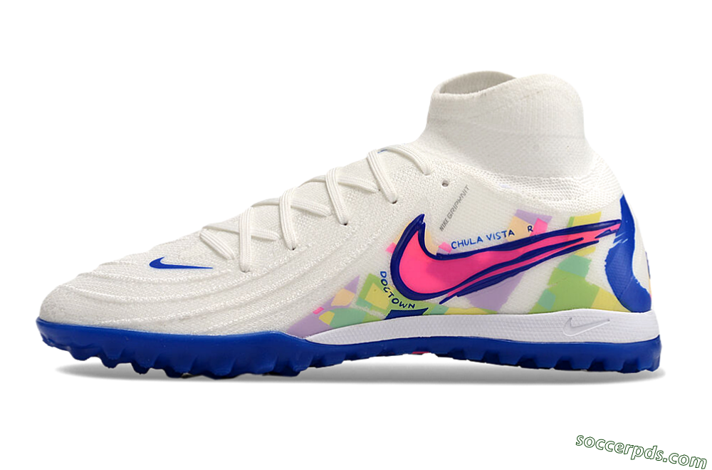 Nike Phantom GX 2 Luna Elite TF High-Tops Football Shoes - White/Blue/Pink 2