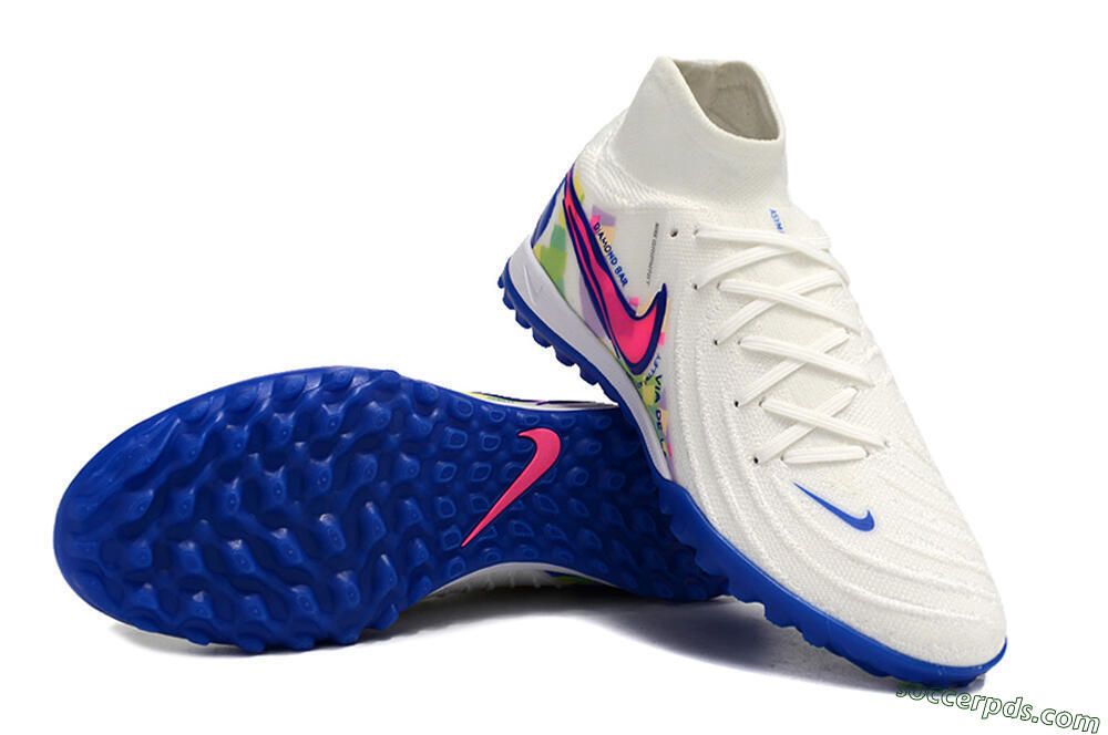Nike Phantom GX 2 Luna Elite TF High-Tops Football Shoes - White/Blue/Pink 3