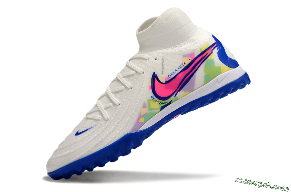 Nike Phantom GX 2 Luna Elite TF High-Tops Football Shoes - White/Blue/Pink 5