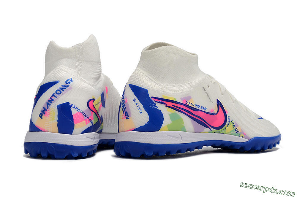 Nike Phantom GX 2 Luna Elite TF High-Tops Football Shoes - White/Blue/Pink 6