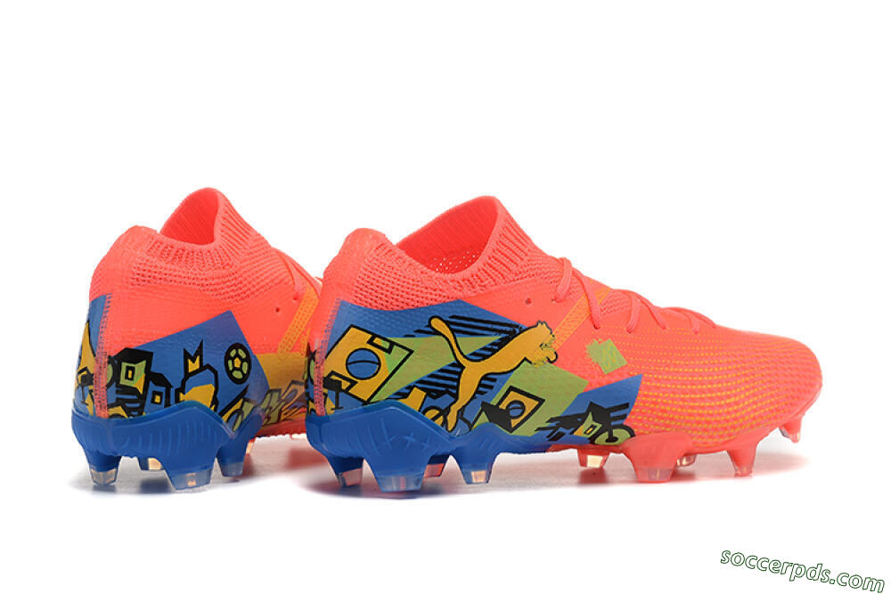 Puma Future Ultimate FG Low-Tops Football Boots - Red/Blue/Yellow 9
