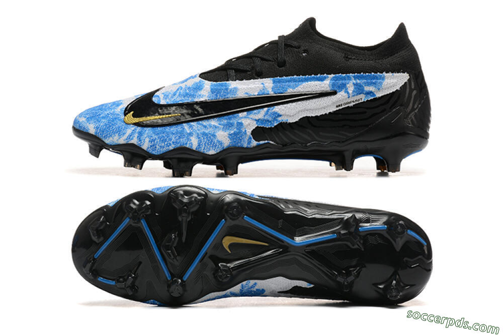 Nike Phantom GX Elite FG Low-Tops Football Boots - Blue/Grey/Black/Gold 0