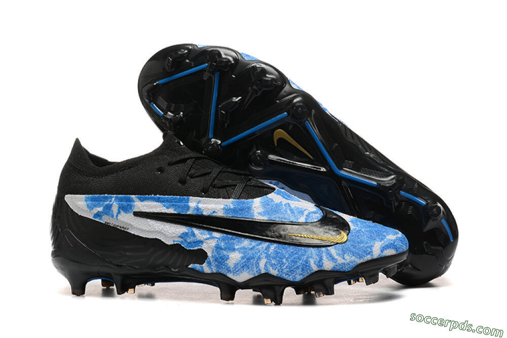 Nike Phantom GX Elite FG Low-Tops Football Boots - Blue/Grey/Black/Gold 1