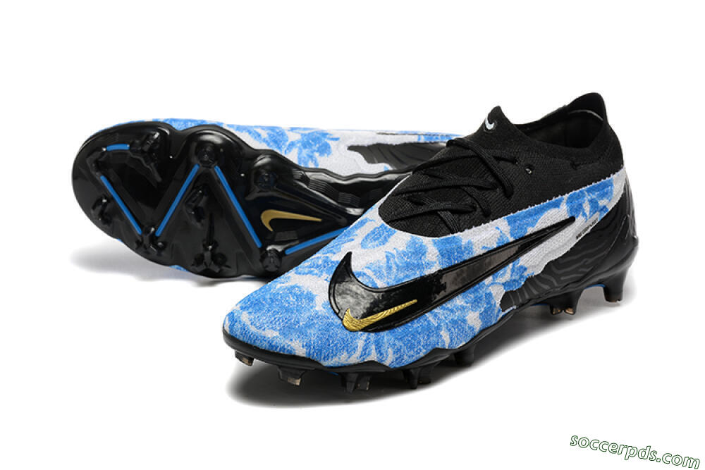 Nike Phantom GX Elite FG Low-Tops Football Boots - Blue/Grey/Black/Gold 3
