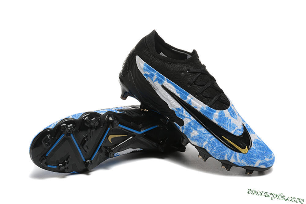 Nike Phantom GX Elite FG Low-Tops Football Boots - Blue/Grey/Black/Gold 4