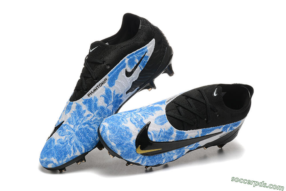 Nike Phantom GX Elite FG Low-Tops Football Boots - Blue/Grey/Black/Gold 6