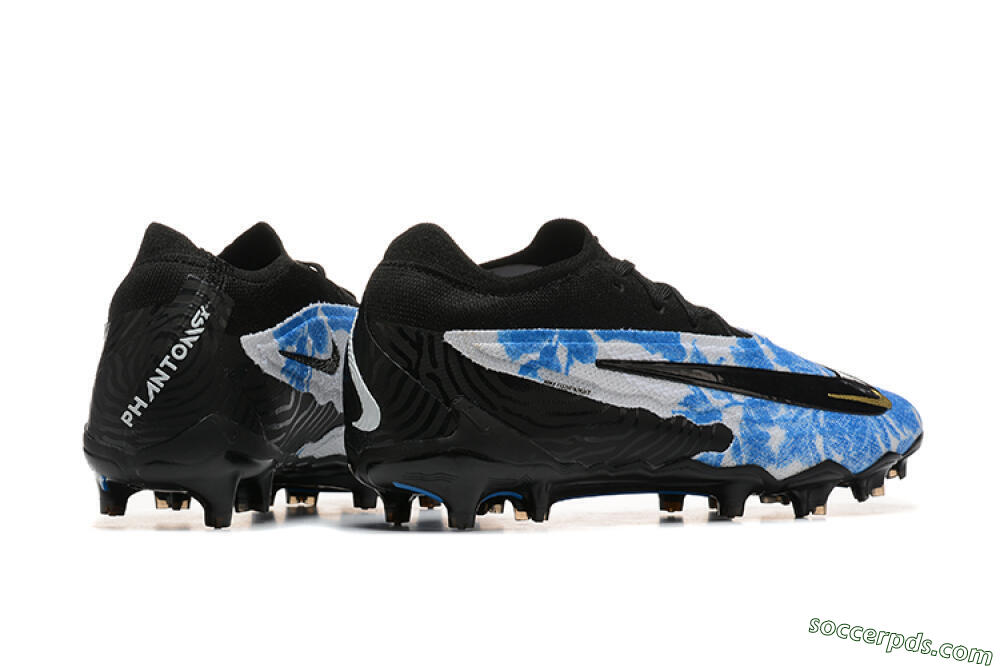 Nike Phantom GX Elite FG Low-Tops Football Boots - Blue/Grey/Black/Gold 9