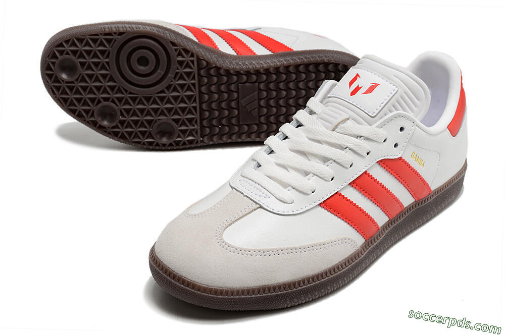 Adidas Samba Messi Indoor TF Low-Tops Football Shoes - Grey/White/Red 3