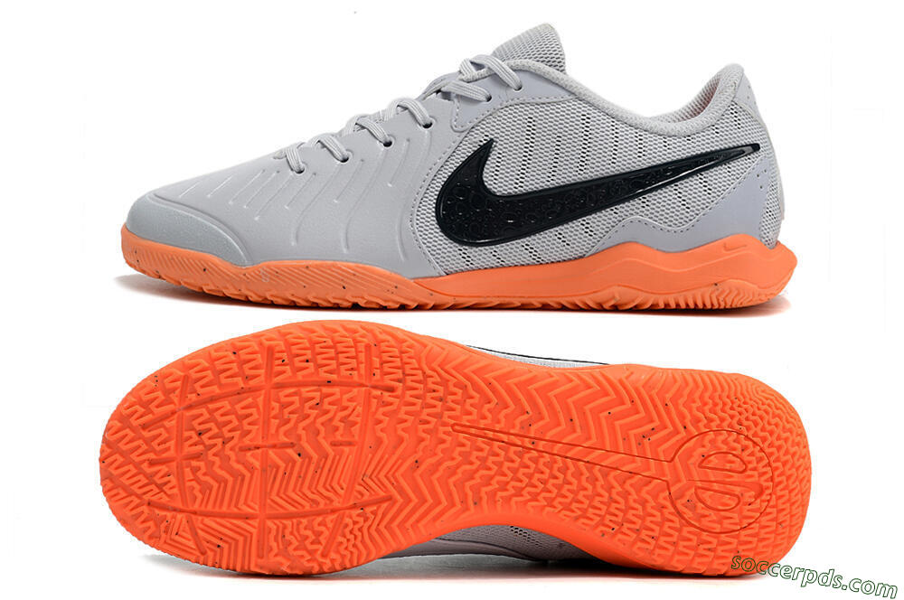 Nike Tiempo Legend 10 Elite IC Low-Tops Football Shoes - Grey/Black/Orange 0