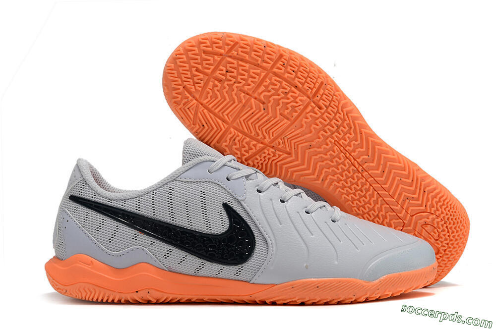 Nike Tiempo Legend 10 Elite IC Low-Tops Football Shoes - Grey/Black/Orange 1