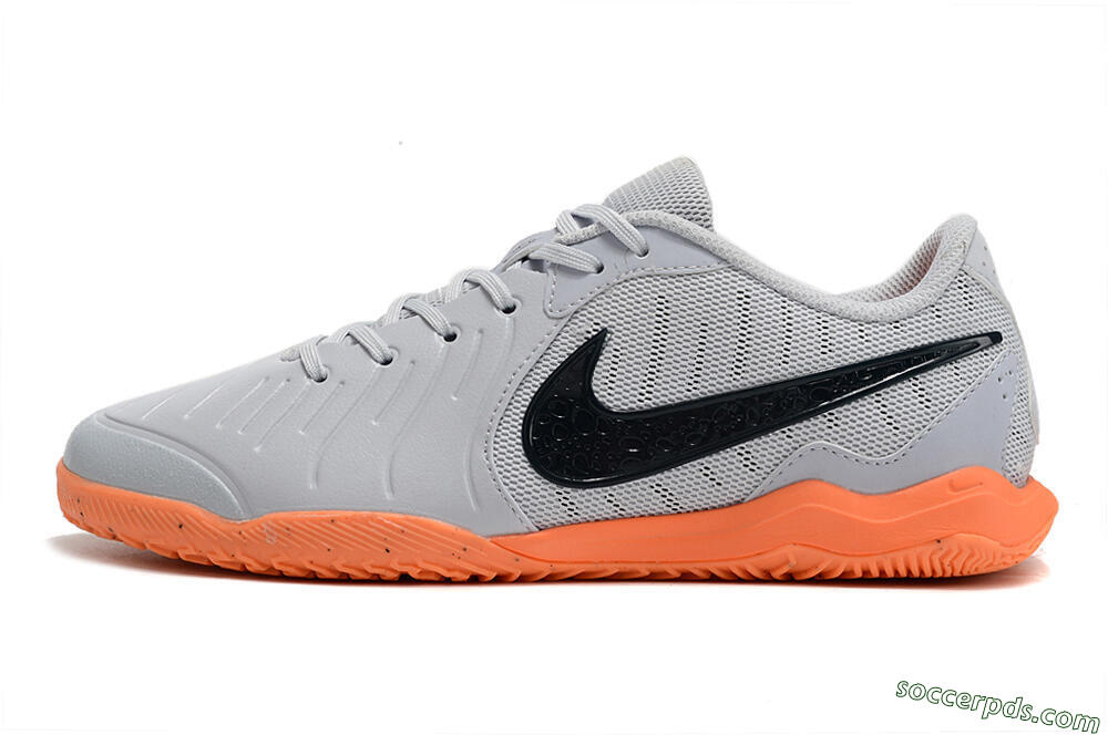 Nike Tiempo Legend 10 Elite IC Low-Tops Football Shoes - Grey/Black/Orange 2