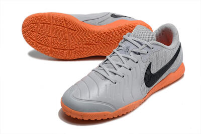 Nike Tiempo Legend 10 Elite IC Low-Tops Football Shoes - Grey/Black/Orange