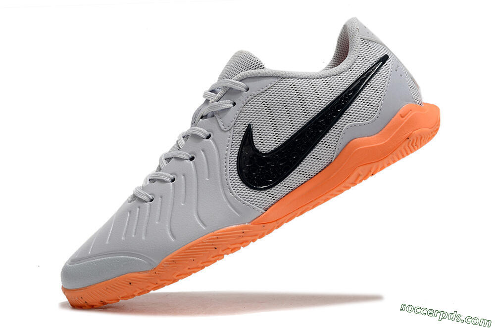 Nike Tiempo Legend 10 Elite IC Low-Tops Football Shoes - Grey/Black/Orange 5
