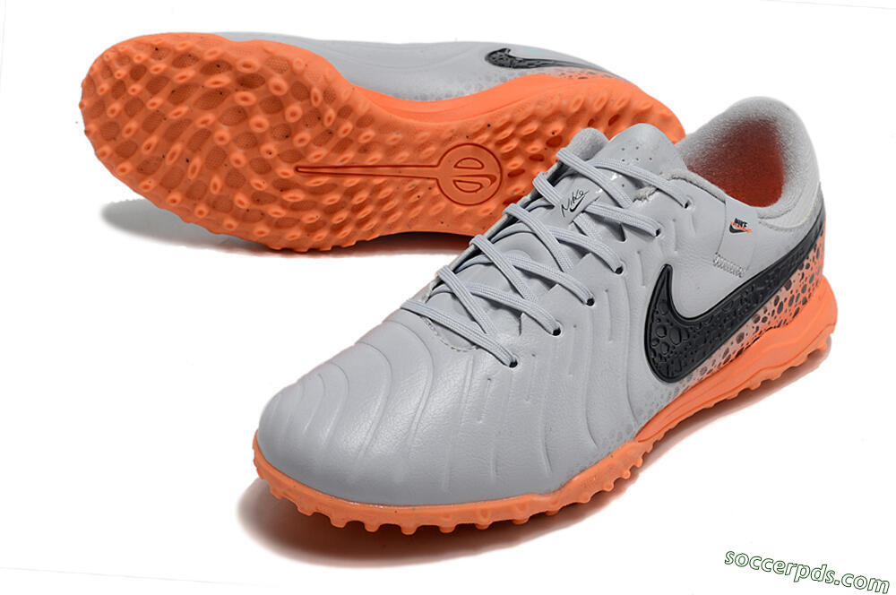 Nike Tiempo Legend 10 Elite TF Low-Tops Football Shoes - Grey/Black/Orange 3