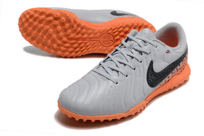 Nike Tiempo Legend 10 Elite TF Low-Tops Football Shoes - Grey/Black/Orange