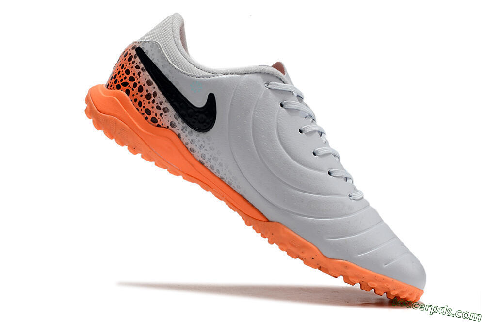 Nike Tiempo Legend 10 Elite TF Low-Tops Football Shoes - Grey/Black/Orange 4
