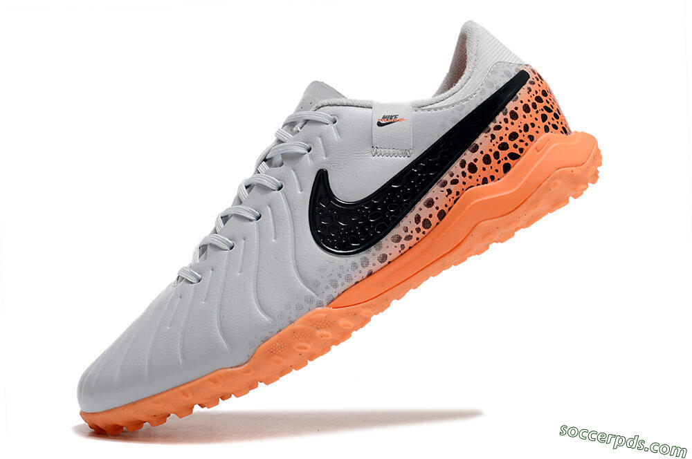 Nike Tiempo Legend 10 Elite TF Low-Tops Football Shoes - Grey/Black/Orange 5
