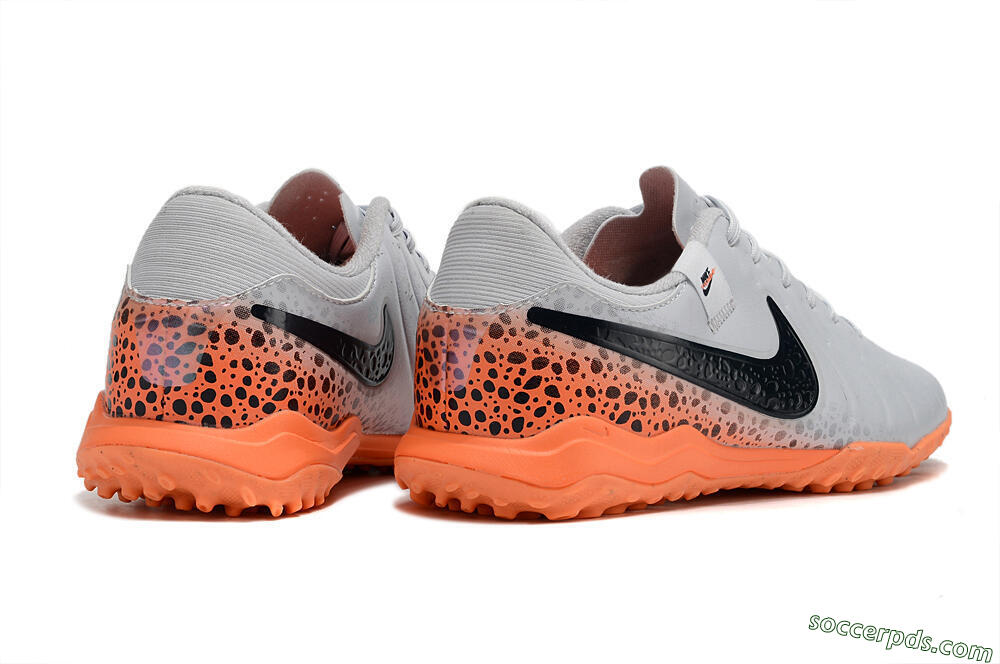Nike Tiempo Legend 10 Elite TF Low-Tops Football Shoes - Grey/Black/Orange 6