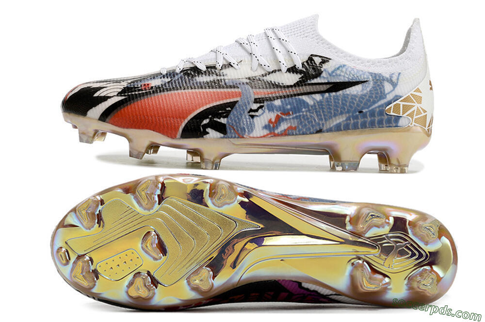 Puma Ultra Ultimate FG Low-Tops Football Boots - White/Black/Red/Blue 0