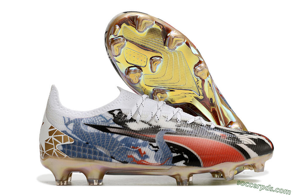 Puma Ultra Ultimate FG Low-Tops Football Boots - White/Black/Red/Blue 1