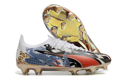 Puma Ultra Ultimate FG Low-Tops Football Boots - White/Black/Red/Blue