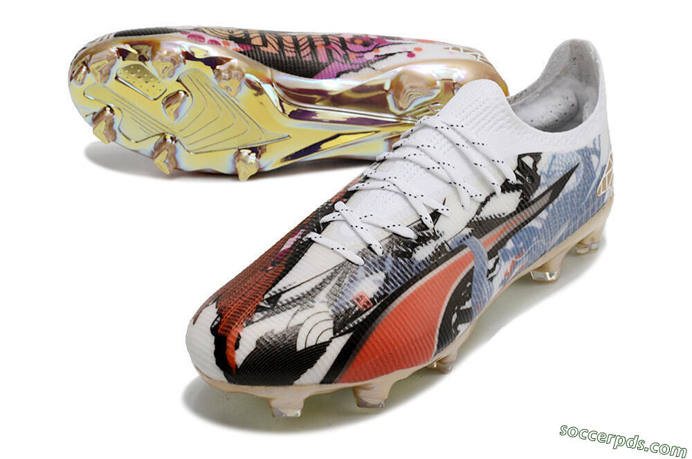 Puma Ultra Ultimate FG Low-Tops Football Boots - White/Black/Red/Blue 3