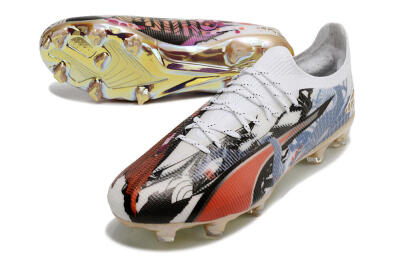 Puma Ultra Ultimate FG Low-Tops Football Boots - White/Black/Red/Blue