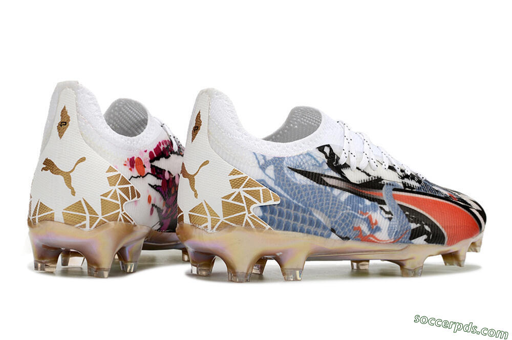 Puma Ultra Ultimate FG Low-Tops Football Boots - White/Black/Red/Blue 6