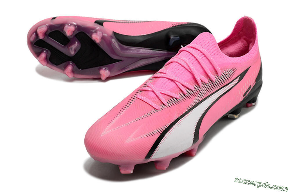 Puma Ultra Ultimate FG Low-Tops Football Boots - Pink/White/Black 3