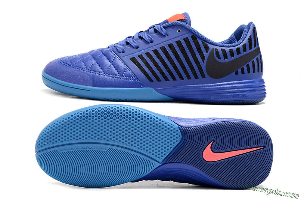 Nike Lunar Gato 2 IC Low-Tops Football Shoes - Blue/Black/Pink 0